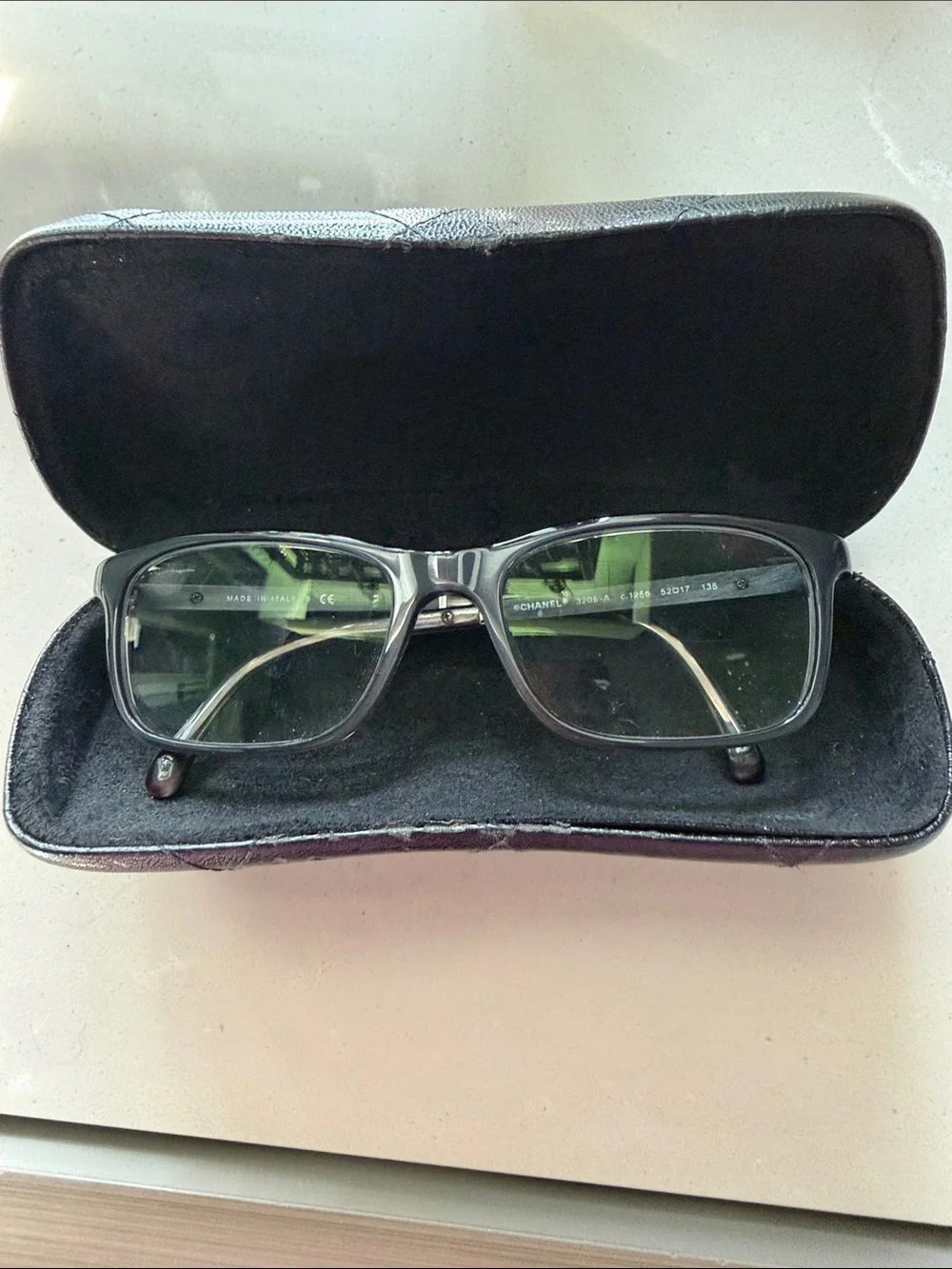 CHANEL prescription Black Frames with Gold Logo Plaque